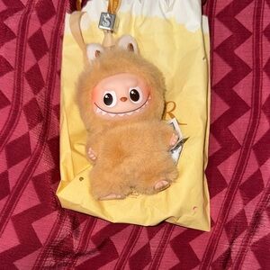 Designer Furry Monster Keychain Bag Charm - Tan